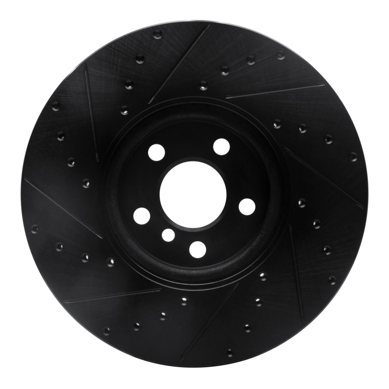 Mini Cooper Countryman Brake Rotor (1) - Front Right - R1 Concepts - Drilled & Slotted - Black - `15-`19